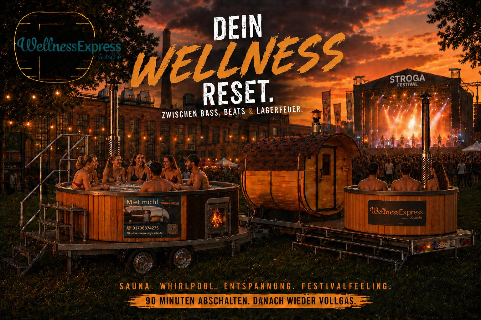 Festival Wellness Lounge mit Sauna und Whirlpool beim Stroga Festival – Dein Wellness Reset